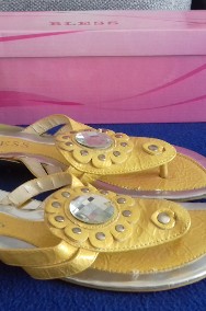 Buty damskie „Bless”, żółto-srebrne, typ „japonki”, do sprzedania-2