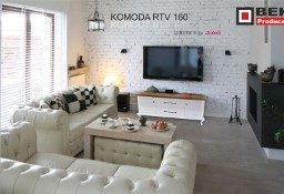 Komoda RTV 150` LONDYN Biała na Ludwiku Blat Dąb Naturalny BEKAS Producent Mebli