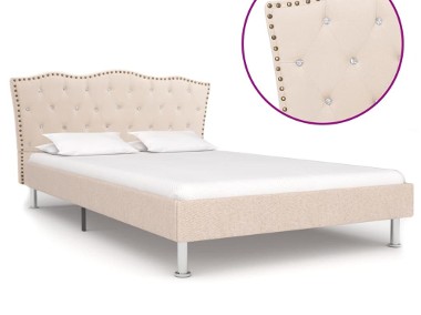 vidaXL Rama łóżka, tkanina, beżowa, 140 x 200 cm 280534-1