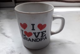 Biały porcelitowy kubek I love Grandpa. Używany,