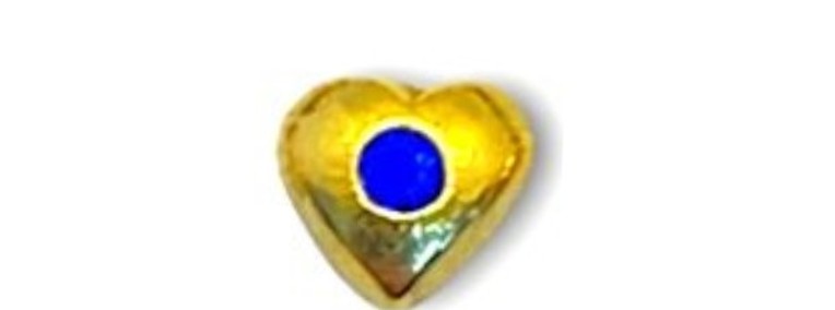 złota biżuteria nazębna Quarkee 22K Gold Heart with Sapphire / Serce z szafirem-1