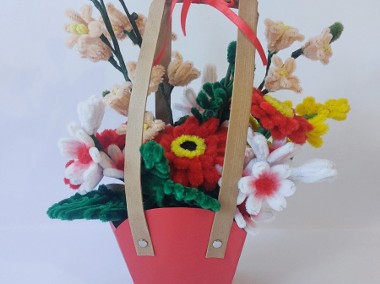 NOWOŚĆ !!!Flowerbox  kwiaty szenilowe rękodzieło prezent dekoracja kwiaty -1