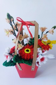 NOWOŚĆ !!!Flowerbox  kwiaty szenilowe rękodzieło prezent dekoracja kwiaty -2