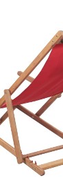 vidaXL Składany leżak plażowy, tkanina i drewniana rama, czerwony 43995-4