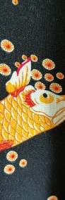 Koszula męska luźna M L czarna wzór orientalny kwiaty ryby ryba retro-4
