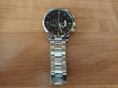 Zegarek na rękę z datownikiem, srebrno-czarny, nowy-2