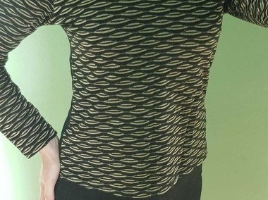 M/L bluzka sweter sweterek złota czarna elastyczna lekka zdobiona -1