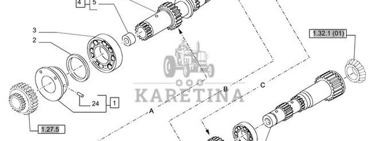 New Holland T6010 T6090 T6070 Wał pośredni 47124368-1
