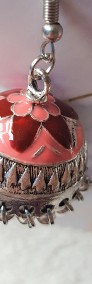 Nowe kolczyki indyjskie dzwonki srebrny kolor różowe róż boho bohemian hippie-4