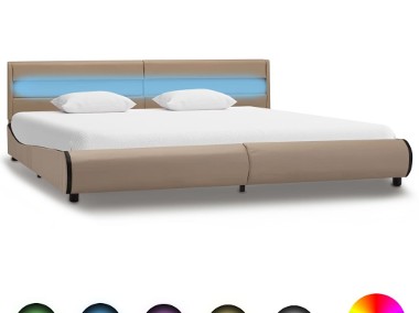 vidaXL Rama łóżka z LED, kolor cappuccino, sztuczna skóra, 180x200 cm 285037-1