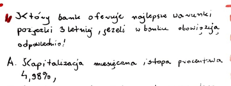 "Porównanie ofert bankowych i wybór najlepszej - Matematyka Finansowa" - Rozwiąz-1