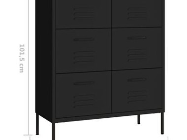 vidaXL Szafka z szufladami, czarna, 80x35x101,5 cm, stalowaSKU:336151*-1
