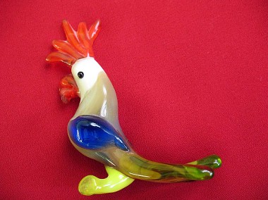 Ptak - Papuga - figurka ze szkła w stylu Murano - 7 x 5 x 3 cm-1
