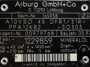 Arburg A10VSO 45 DFR1/31R-PPA12KB2 -SO303 ( 00979768 ; 165938 ) Pompa-2