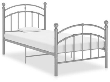 vidaXL Rama łóżka, szara, metalowa, 90 x 200 cm-1