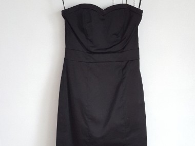 Sukienka mini H&M 34 XS mała czarna satynowa gorset prosta-1