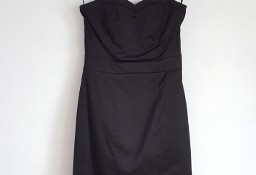 Sukienka mini H&M 34 XS mała czarna satynowa gorset prosta