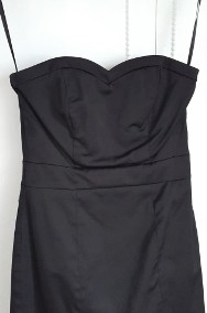 Sukienka mini H&M 34 XS mała czarna satynowa gorset prosta-2