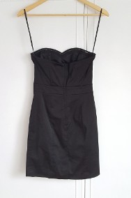 Sukienka mini H&M 34 XS mała czarna satynowa gorset prosta-3