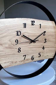 Drewniany zegar ścienny w stalowej obręczy - na zamówienie-2