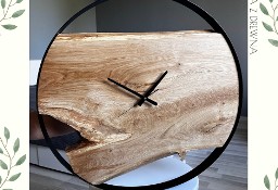 Drewniany zegar ścienny w stalowej obręczy - na zamówienie
