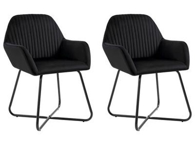 vidaXL Krzesła stołowe, 2 szt., czarne, obite aksamitem-1