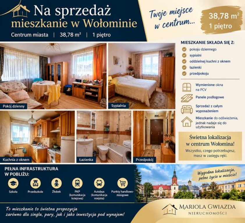 Mieszkanie na sprzedaż, 2 pokoje, 38 m², Wołomin