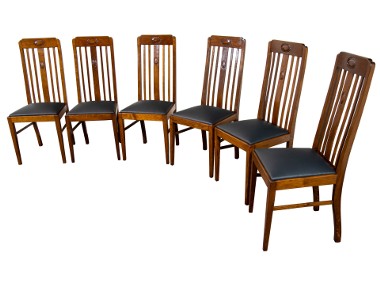 Krzesła secesja 6 sztuk sześć krzeseł stare antyki dębowe-1