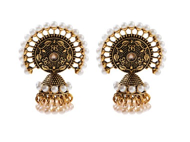 Kolczyki boho bohemian złoty kolo perełki jhumki jhumka orientalne indyjskie-1