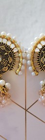 Kolczyki boho bohemian złoty kolo perełki jhumki jhumka orientalne indyjskie-3