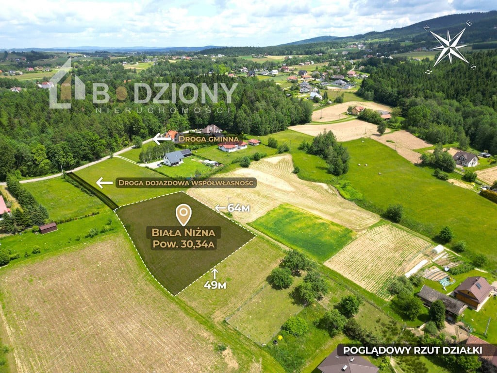 Działka budowlana 30,34 ar | Biała Niżna / Stróże | Cisza i spokój, małopolskie