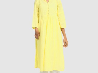 Nowa indyjska tunika XXL 44 bawełna konopia żółty kameez kurta boho hippie-1