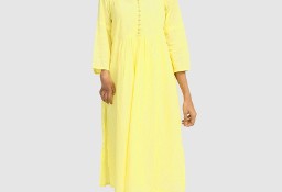 Nowa indyjska tunika XXL 44 bawełna konopia żółty kameez kurta boho hippie