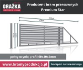 PREMIUM STAR - brama przesuwna 142x400, poziome profile 100x20 – ocynk