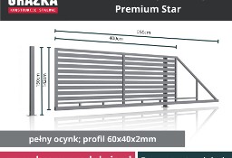 PREMIUM STAR - brama przesuwna 142x400, poziome profile 100x20 – ocynk