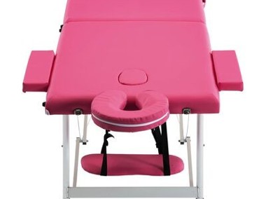 vidaXL Składany stół do masażu, 2-strefowy, aluminiowy, różowySKU:110194-1