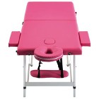 vidaXL Składany stół do masażu, 2-strefowy, aluminiowy, różowySKU:110194