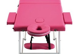 vidaXL Składany stół do masażu, 2-strefowy, aluminiowy, różowySKU:110194