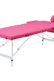 vidaXL Składany stół do masażu, 2-strefowy, aluminiowy, różowySKU:110194-2