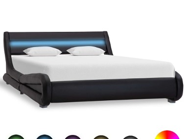 vidaXL Rama łóżka z LED, czarna, sztuczna skóra, 120 x 200 cm 285728-1