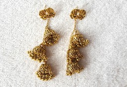 Kolczyki indyjskie dzwonki złoty kolor jhumka jhumki orient boho 