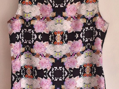 Nowa bluzka H&M 40 L 38 M czarna floral top kwiaty wzór print Lana Del-1
