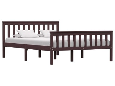 vidaXL Rama łóżka, ciemnobrązowa, lite drewno sosnowe, 140 x 200 cm 283235-1