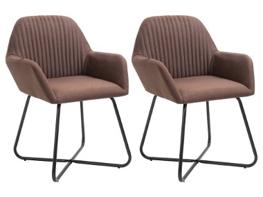 vidaXL Krzesła do jadalni, 2 szt., brązowe, tapicerowane tkaniną249810-1