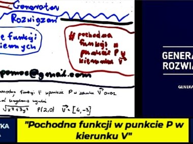 "Pochodna funkcji w punkcie P w kierunku V" - Rozwiązanie zadania. #Matematyka-1