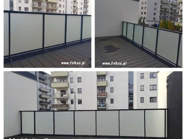 Folie matowe na szklane balustrady balkonowe Warszawa ,oklejanie balkonów folią-1