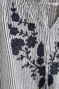 Bluzka hiszpanka Orsay 36 S bawełniana paski granatowe haft kwiaty lato folk-2