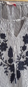 Bluzka hiszpanka Orsay 36 S bawełniana paski granatowe haft kwiaty lato folk-3
