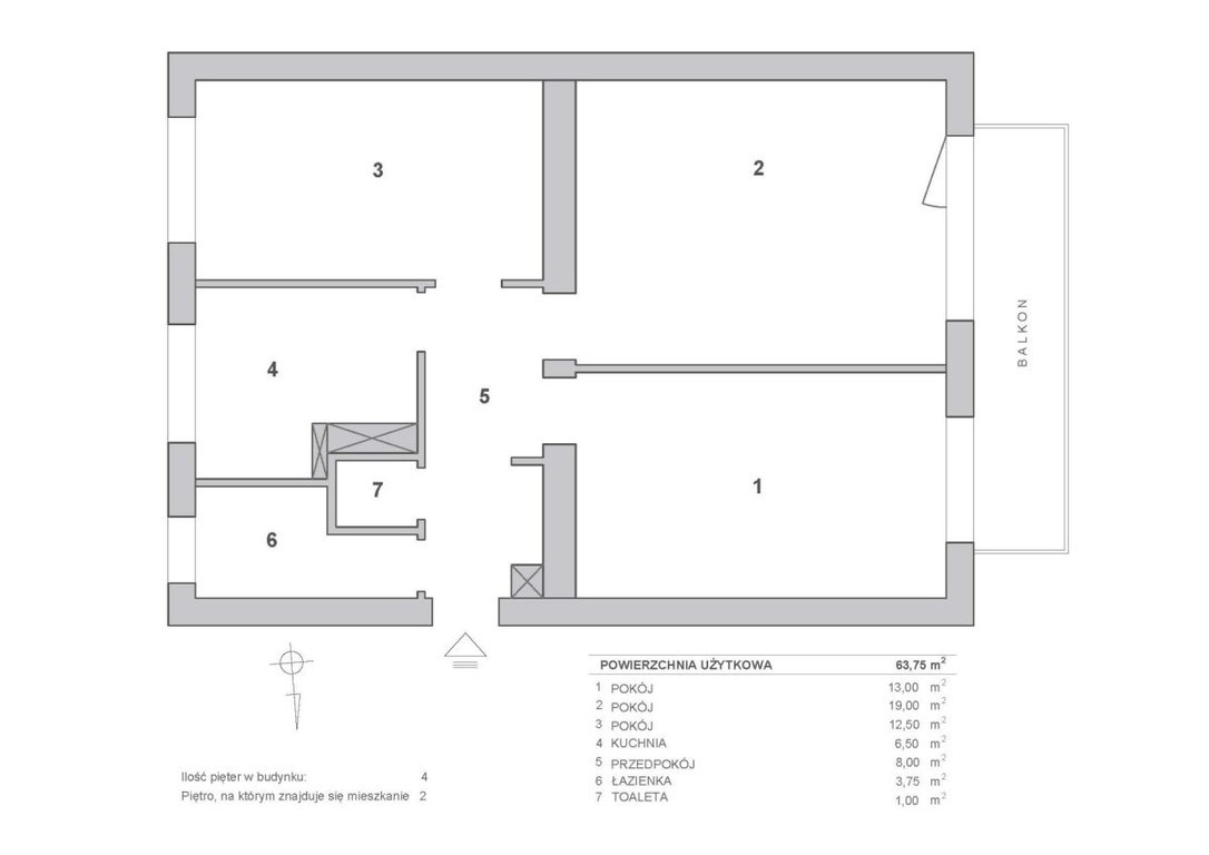 Mieszkanie 3pok. (63,75 m²) – okolice GARNIZONU – pohled 4