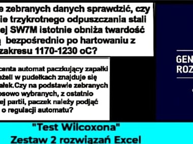 "Test Wilcoxona" - Zestaw 2 rozwiązań Excel z dziedziny - #TEST #WILCOXON-1